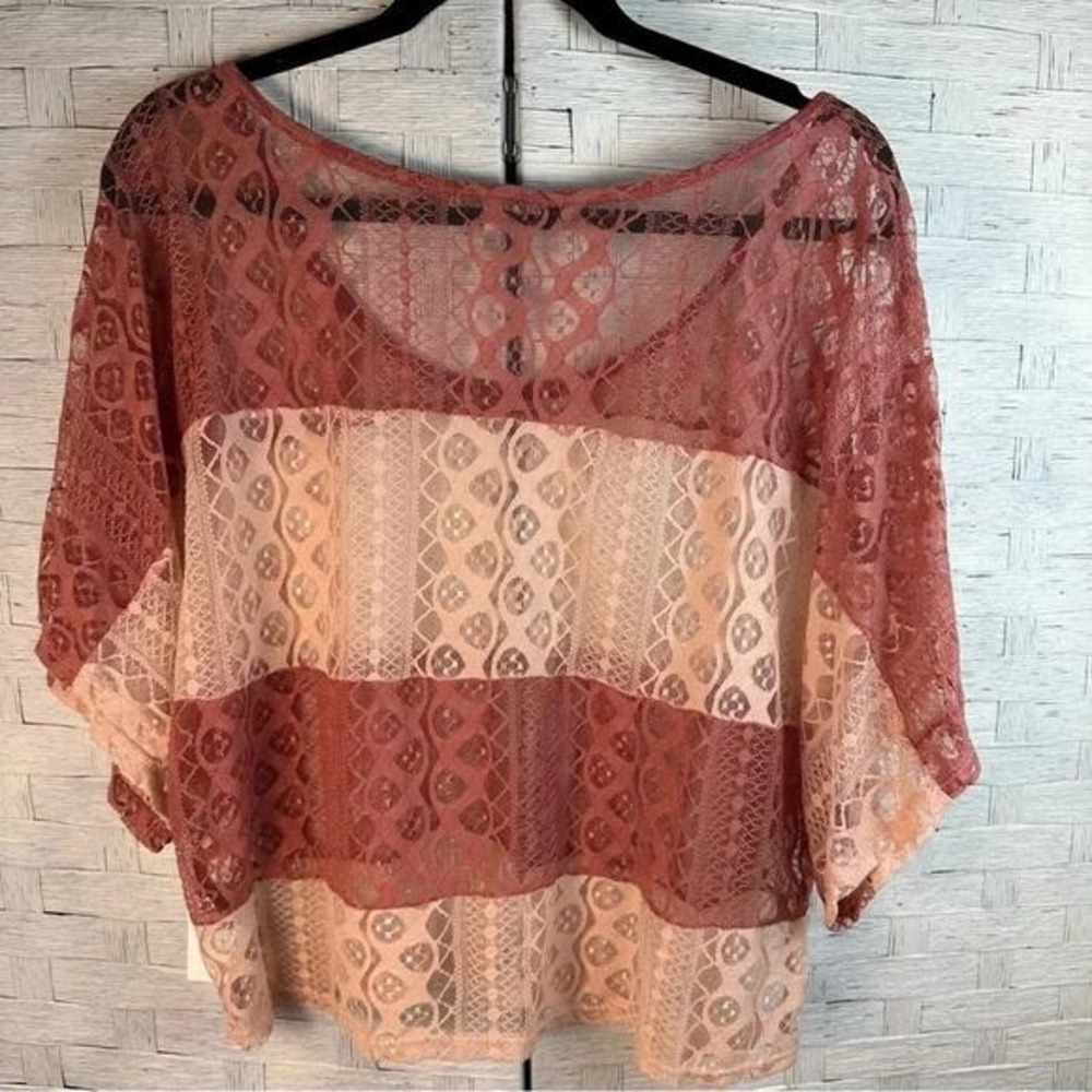 Charlotte Russe Womans Crop Top Lace  pink Stripes Coquette WhimsiGoth oversized - Picture 2 of 8